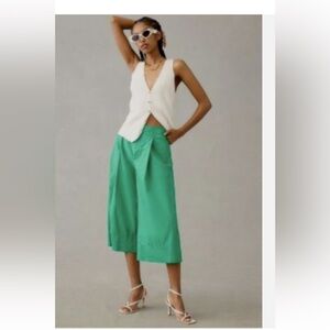 Anthropologie Wide Leg Kelly Green Pants Size 6 Pleats